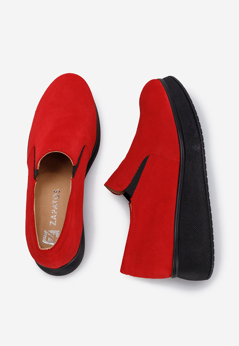 Mocasini piele naturala rosii Lancha V2