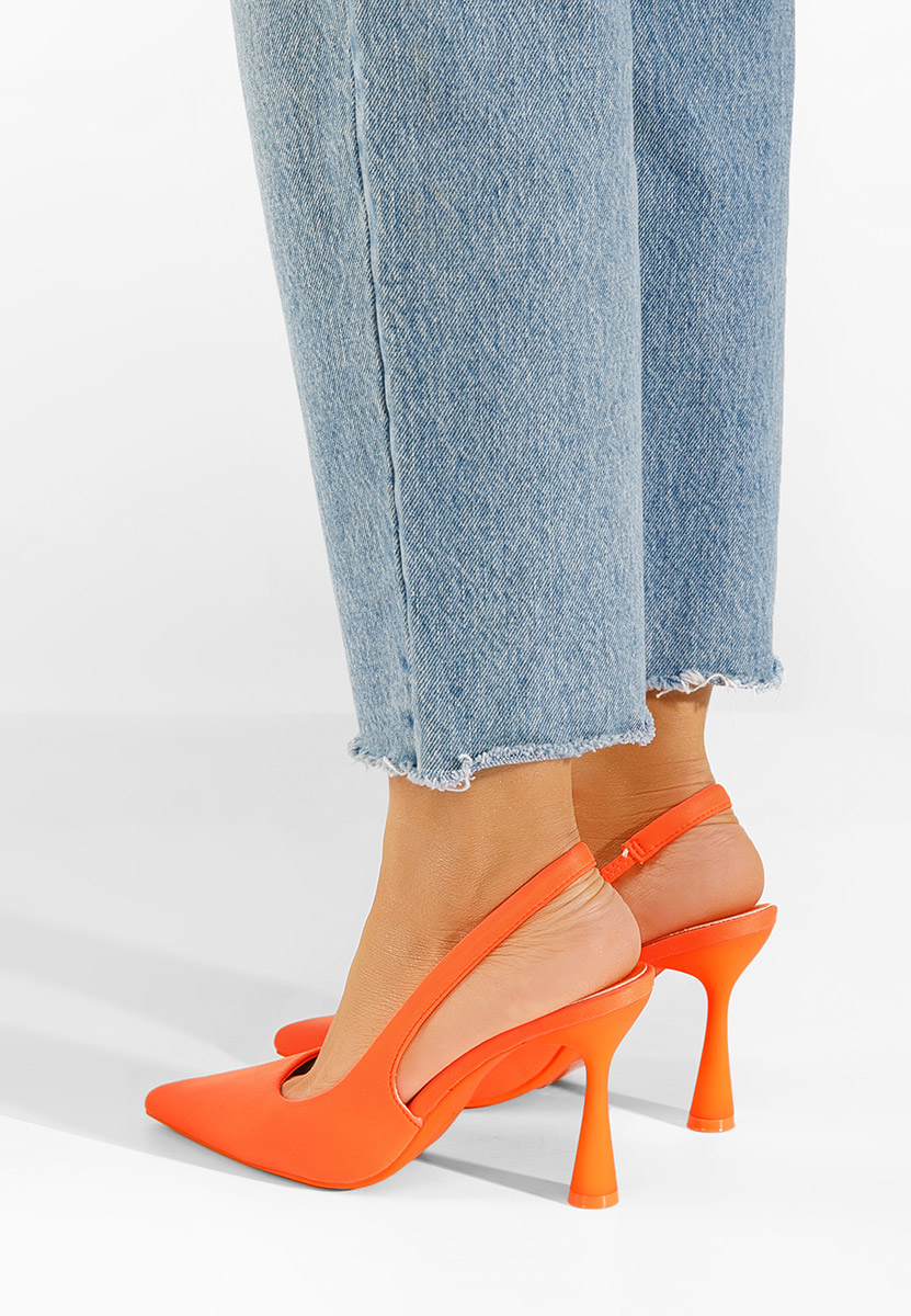 Pantofi cu toc Anabela portocalii