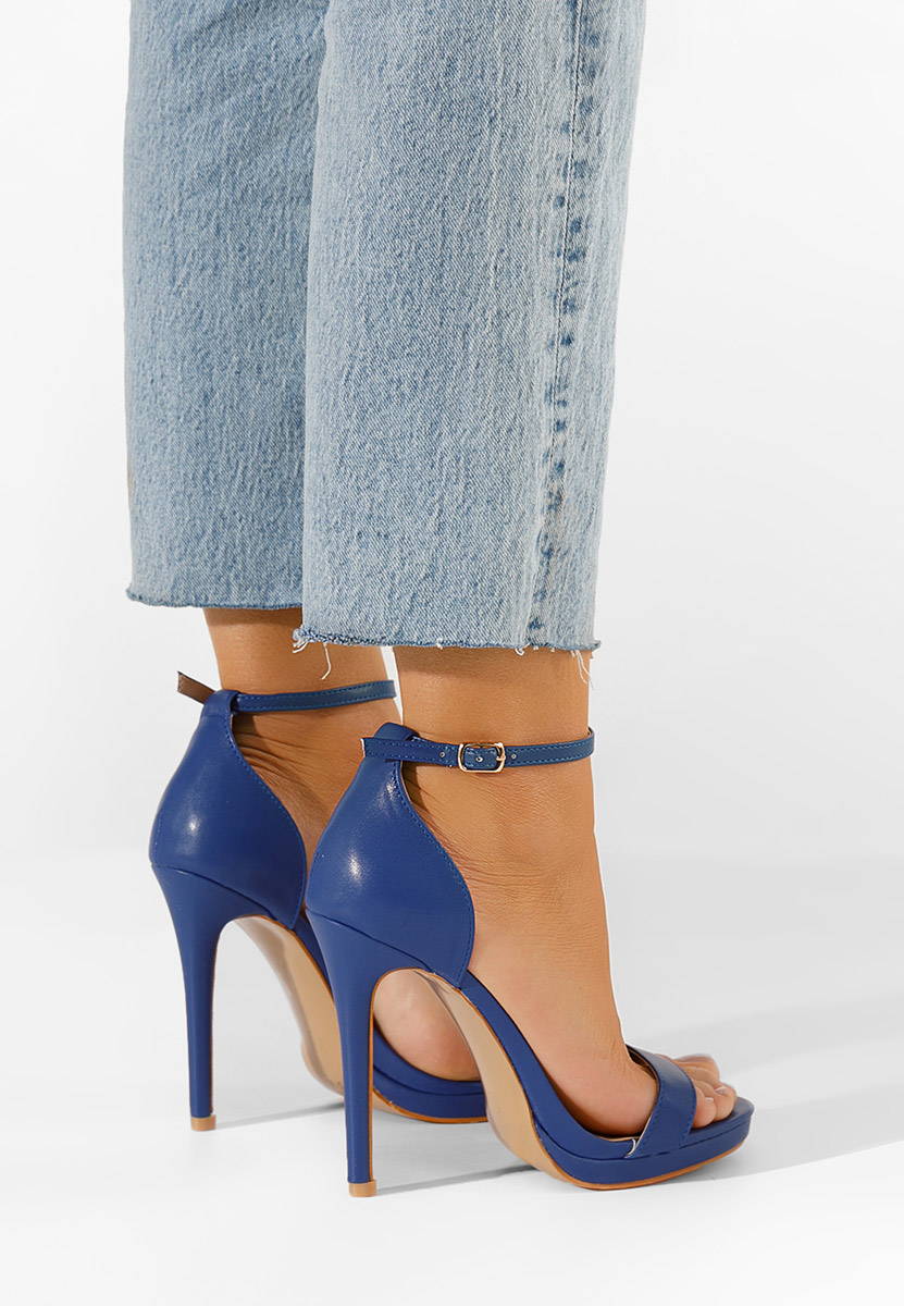 Sandale cu toc subtire albastre Marilia