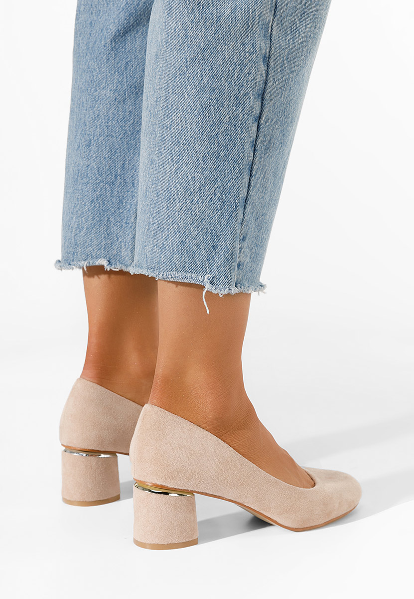 Pantofi cu toc gros Cabrilia kaki