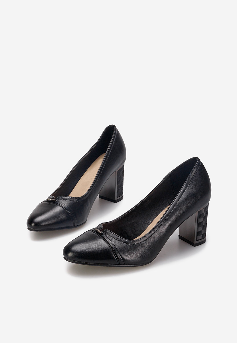 Pantofi cu toc gros Leona negri