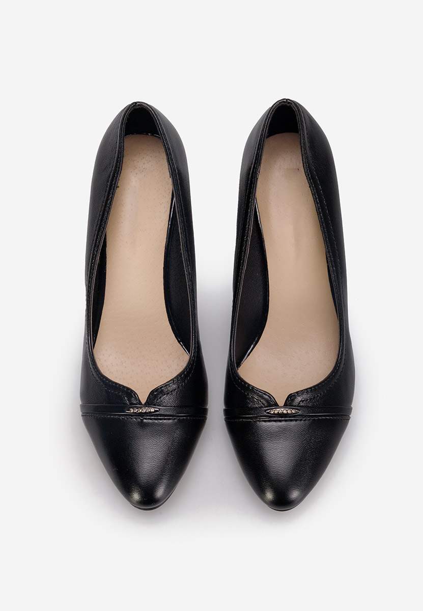 Pantofi cu toc gros Leona negri