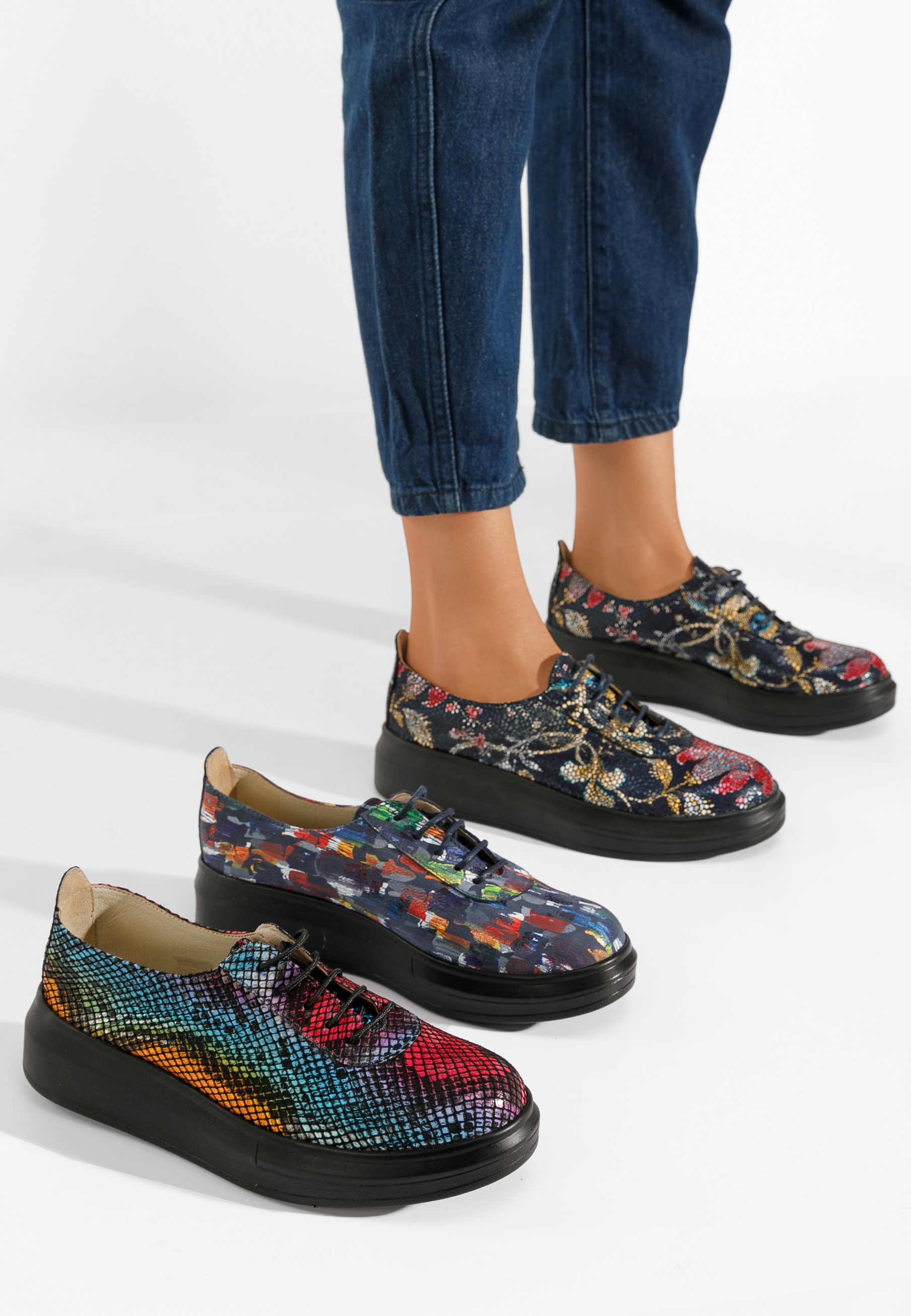 Pantofi casual dama piele Elma multicolori
