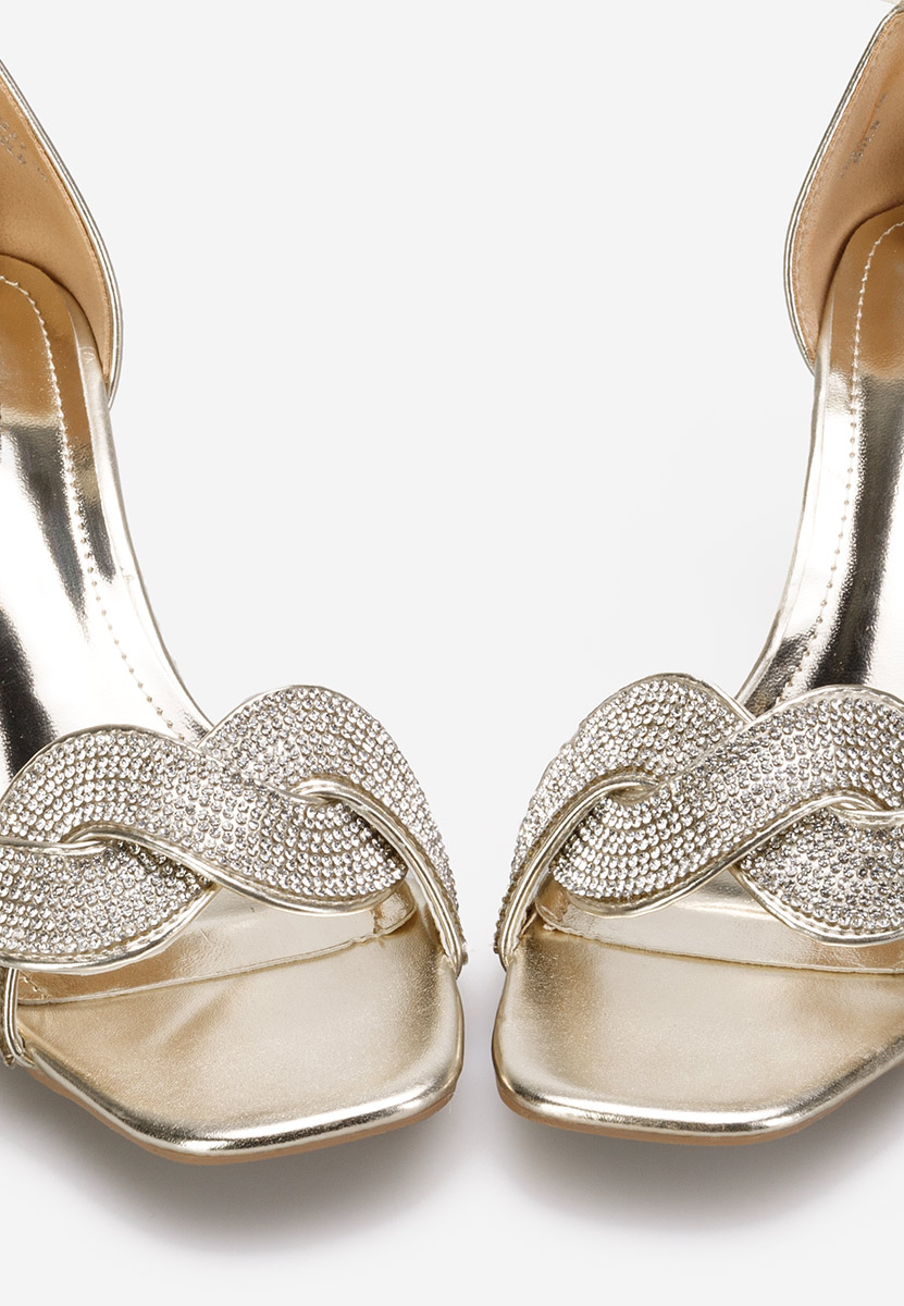 Sandale elegante cu toc gros Sanita aurii