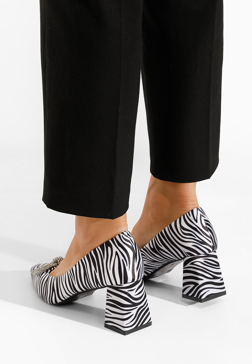 Pantofi cu toc gros Abigale zebra