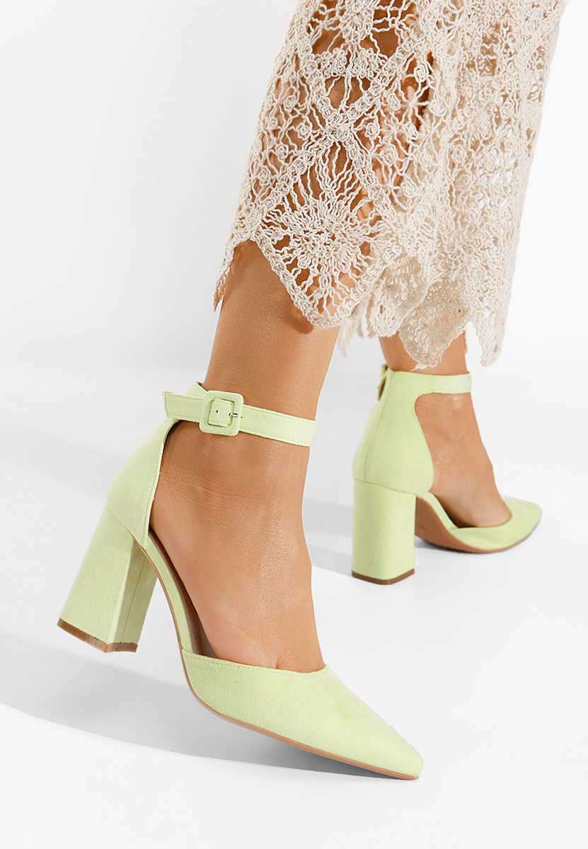 Pantofi cu toc gros Freya lime