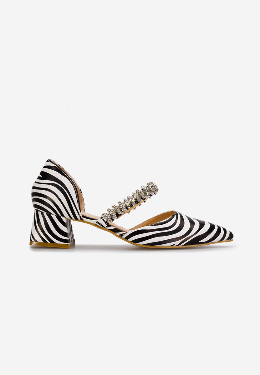 Pantofi cu toc gros eleganti Vivia zebra