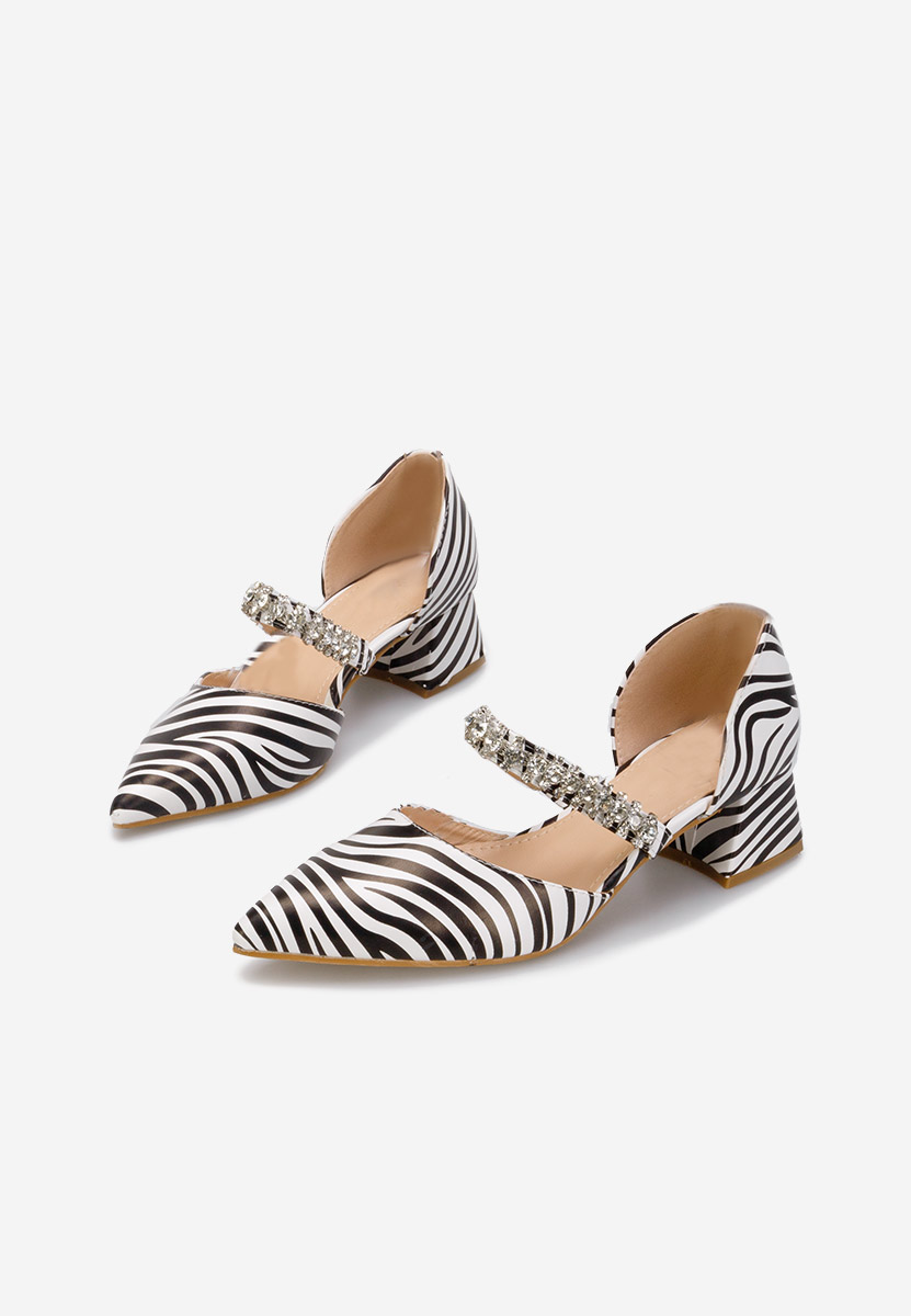 Pantofi cu toc gros eleganti Vivia zebra