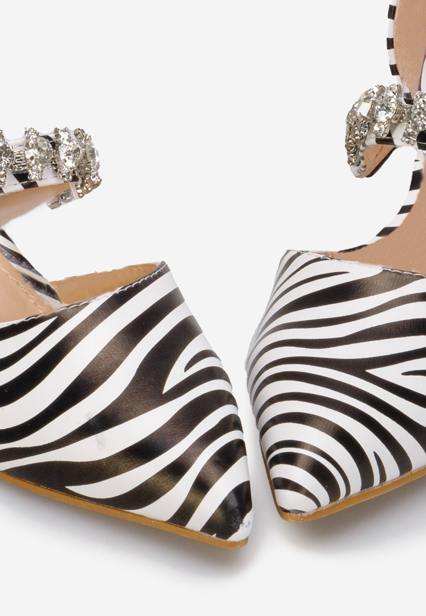 Pantofi cu toc gros eleganti Vivia zebra