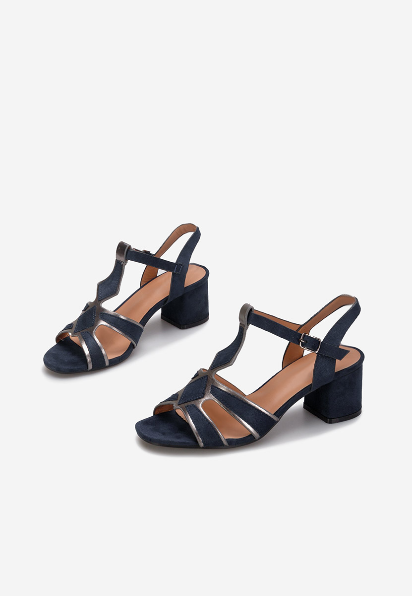 Sandale cu toc gros Sarosia navy