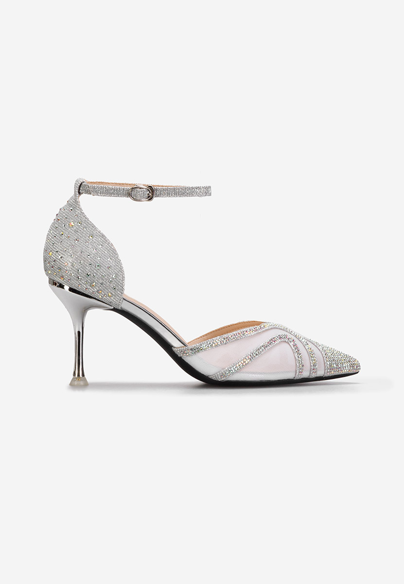 Pantofi cu toc eleganti Viaregia argintii