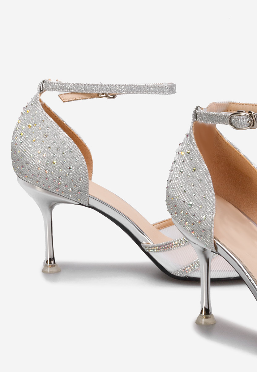 Pantofi cu toc eleganti Viaregia argintii