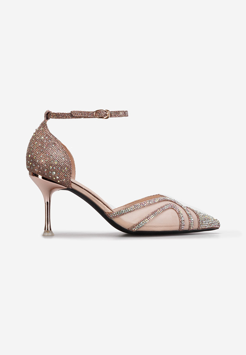 Pantofi cu pietricele Viaregia champagne