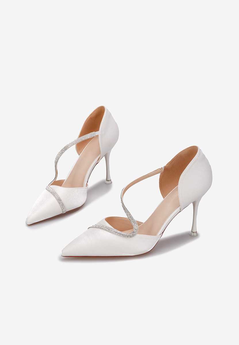 Pantofi stiletto eleganti albi Lavada