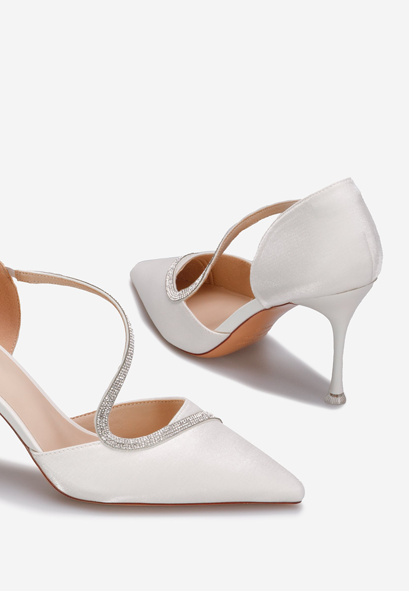 Pantofi stiletto eleganti albi Lavada