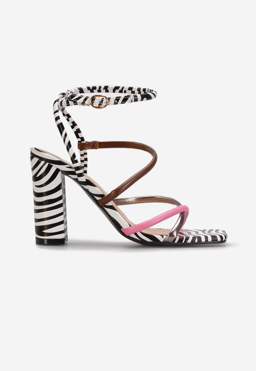 Sandale cu toc gros Kane zebra