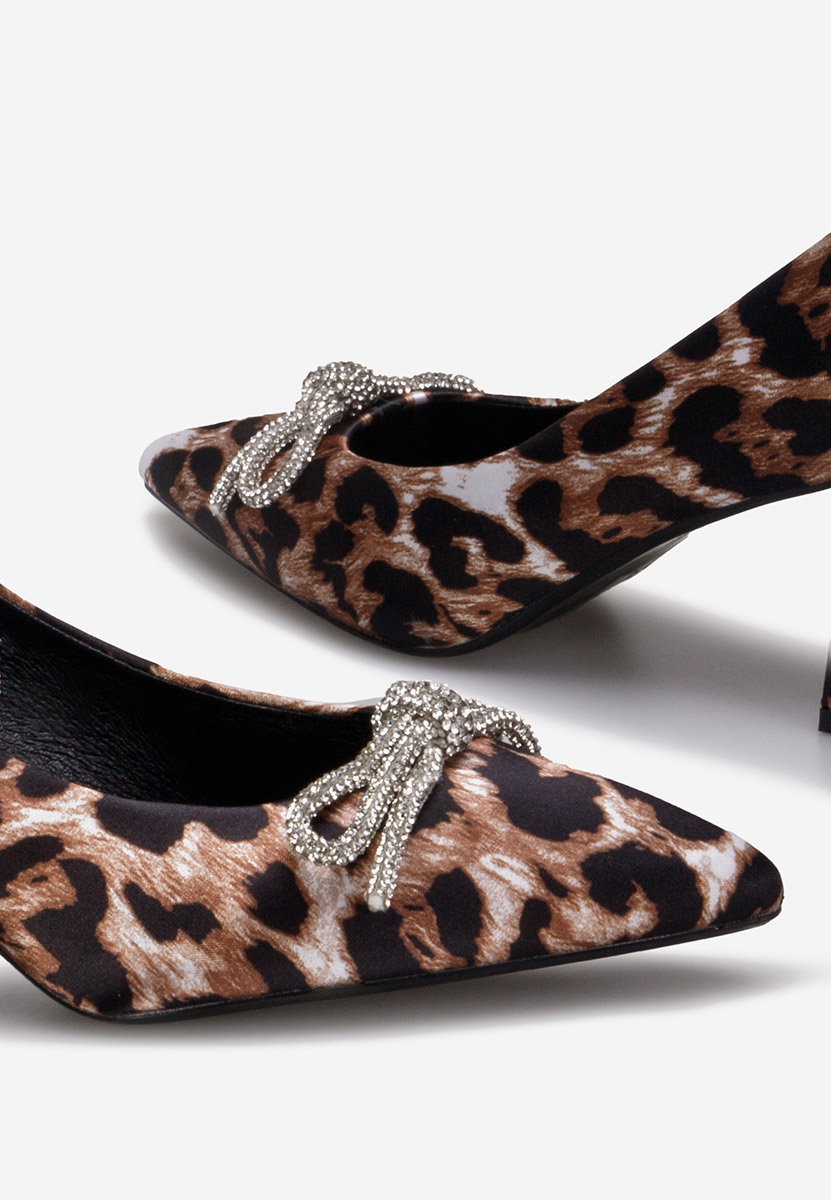 Pantofi cu bijuterie Abigale leopard
