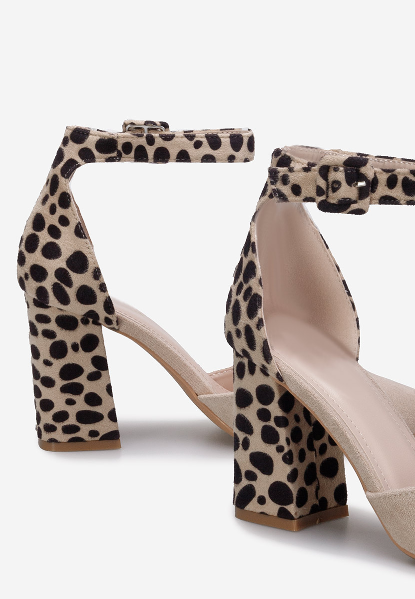 Pantofi cu toc gros Freya leopard