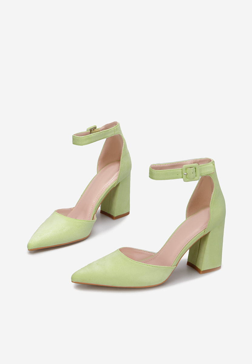 Pantofi cu toc gros Freya lime