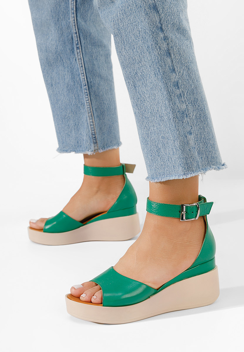 Sandale cu platformă piele Salegia verzi