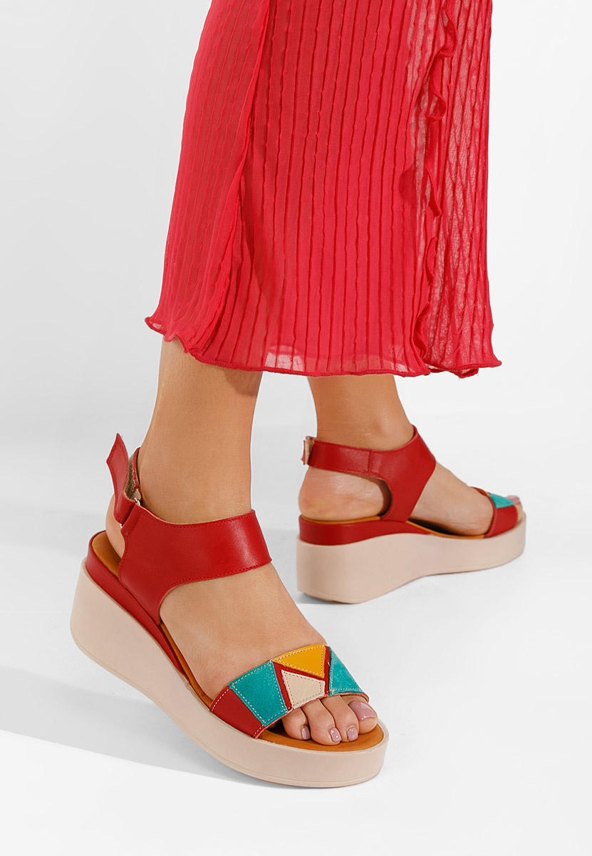 Sandale cu platforma piele Lauria rosii