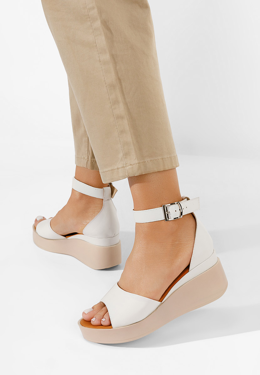 Sandale cu platforma piele Salegia albe