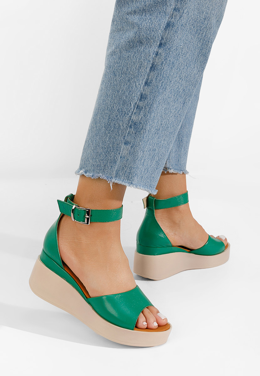 Sandale cu platformă piele Salegia verzi