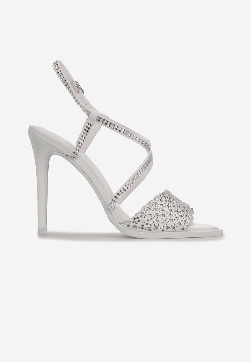 Sandale cu toc subtire Kemyra albe