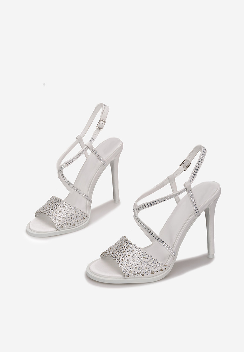 Sandale cu toc subtire Kemyra albe