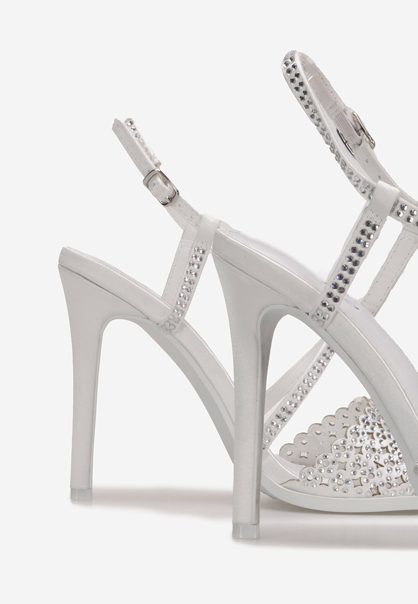 Sandale cu toc subtire Kemyra albe