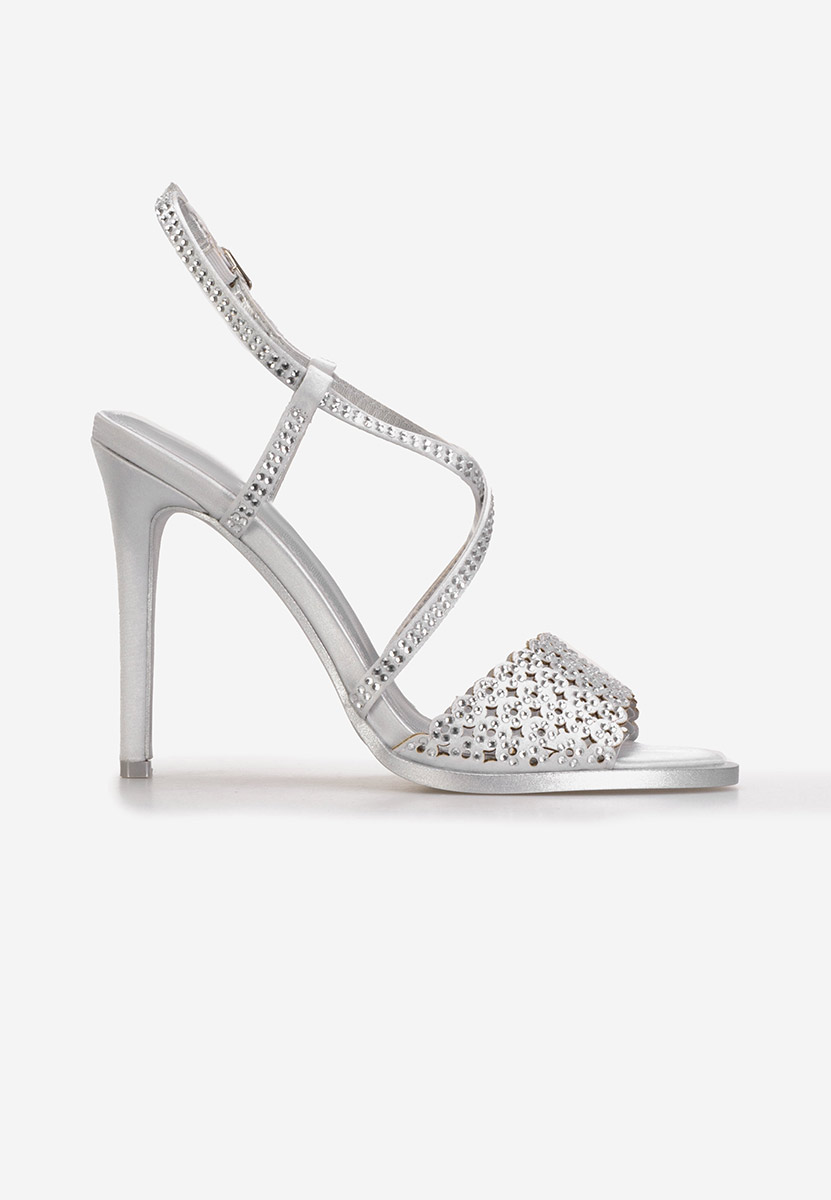 Sandale cu toc subtire Kemyra argintii