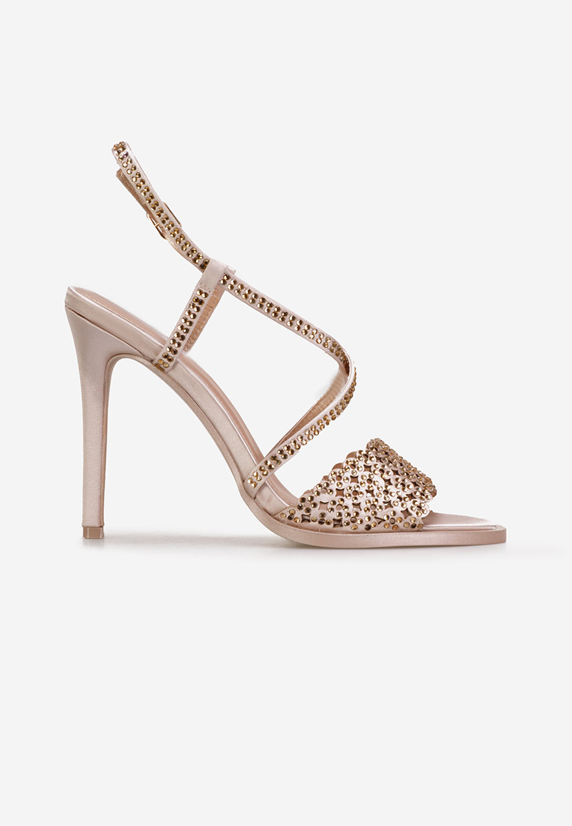 Sandale cu toc subtire Kemyra champagne