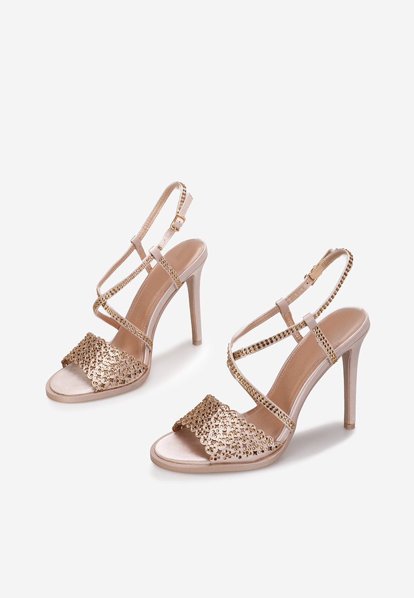Sandale cu toc subtire Kemyra champagne