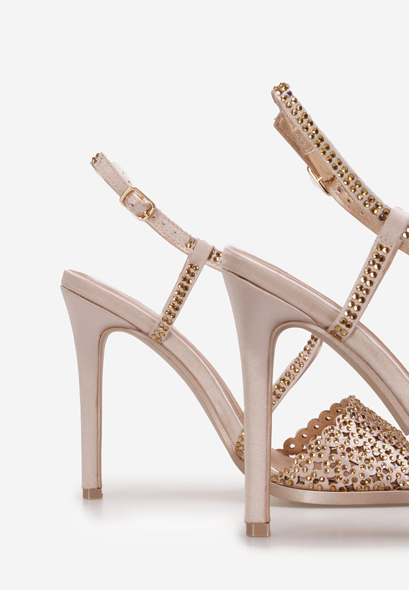 Sandale cu toc subtire Kemyra champagne