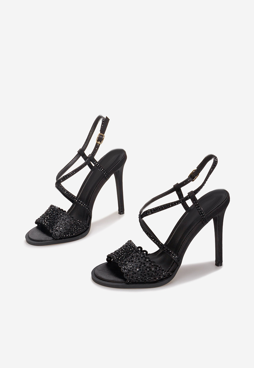 Sandale cu toc subtire Kemyra negre