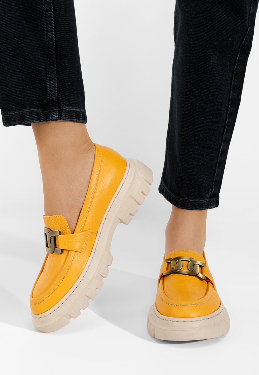 Mocasini piele naturala Haza V3 galbeni