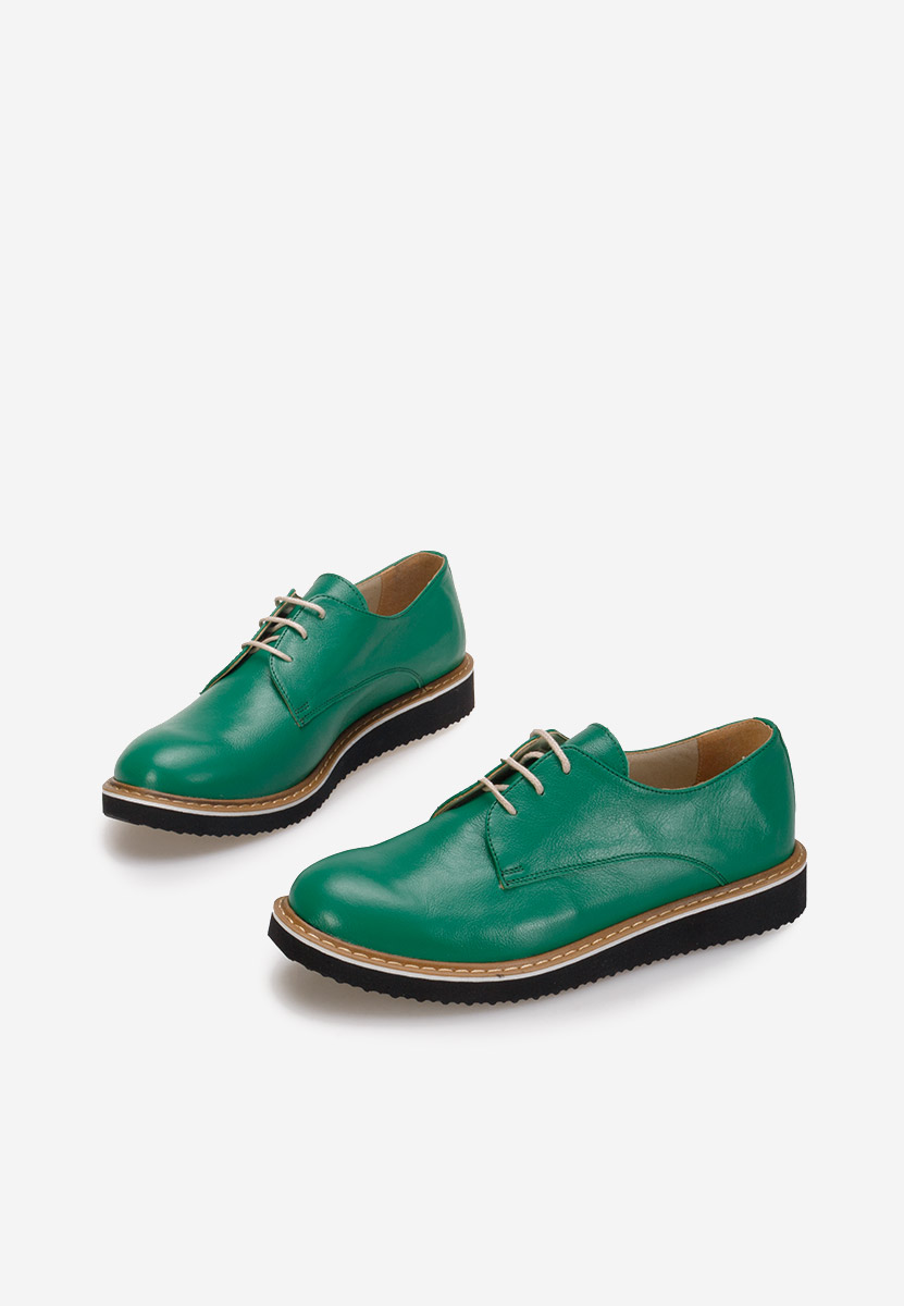 Pantofi derby piele Casilas verzi