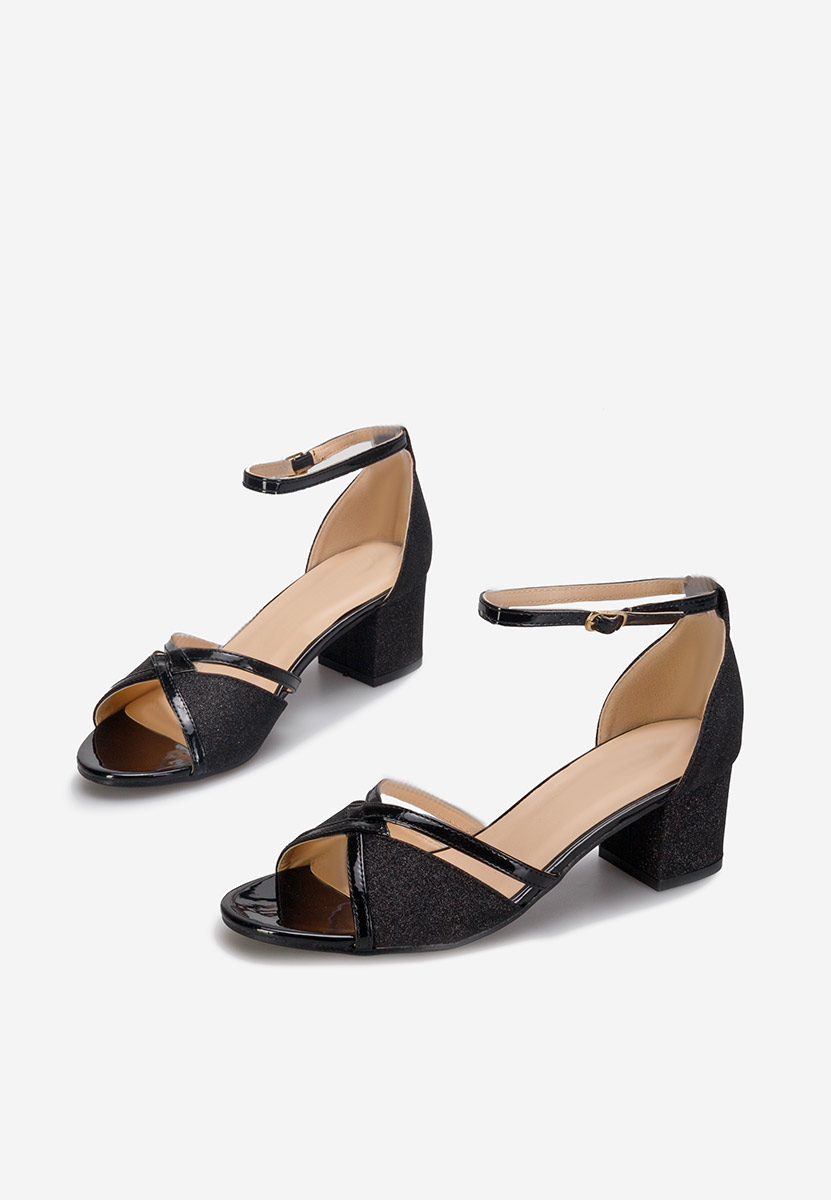 Sandale cu toc gros Aniela V2 negre