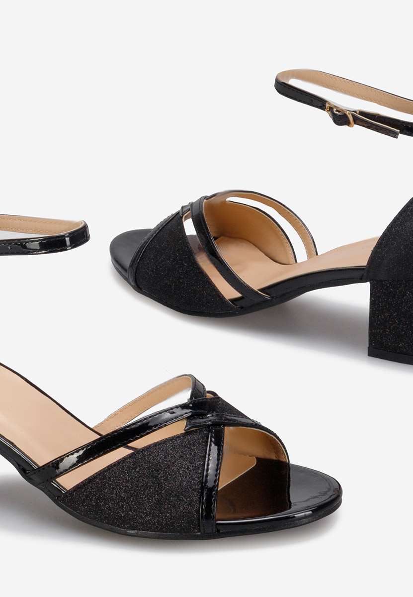 Sandale cu toc gros Aniela V2 negre