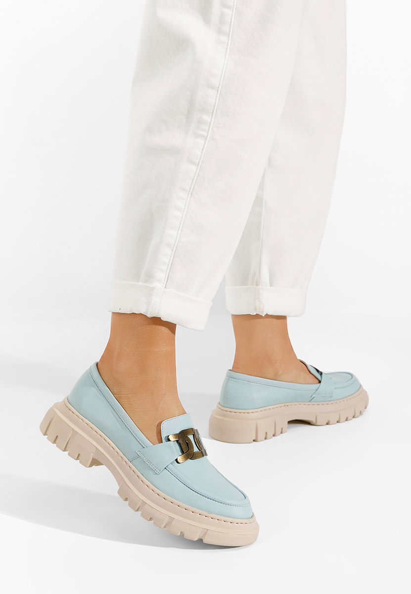 Mocasini piele naturala Haza bleu