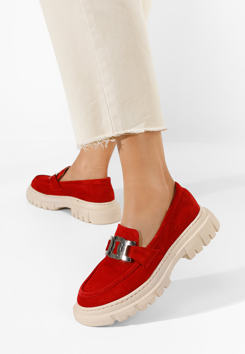 Mocasini piele naturala Haza V3 rosii