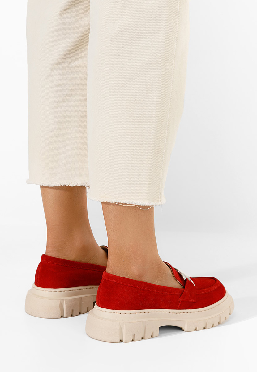 Mocasini piele naturala Haza V3 rosii