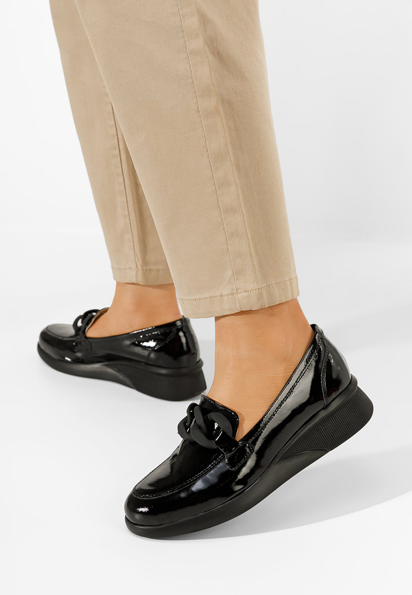 Mocasini piele naturala Leslie V2 negri