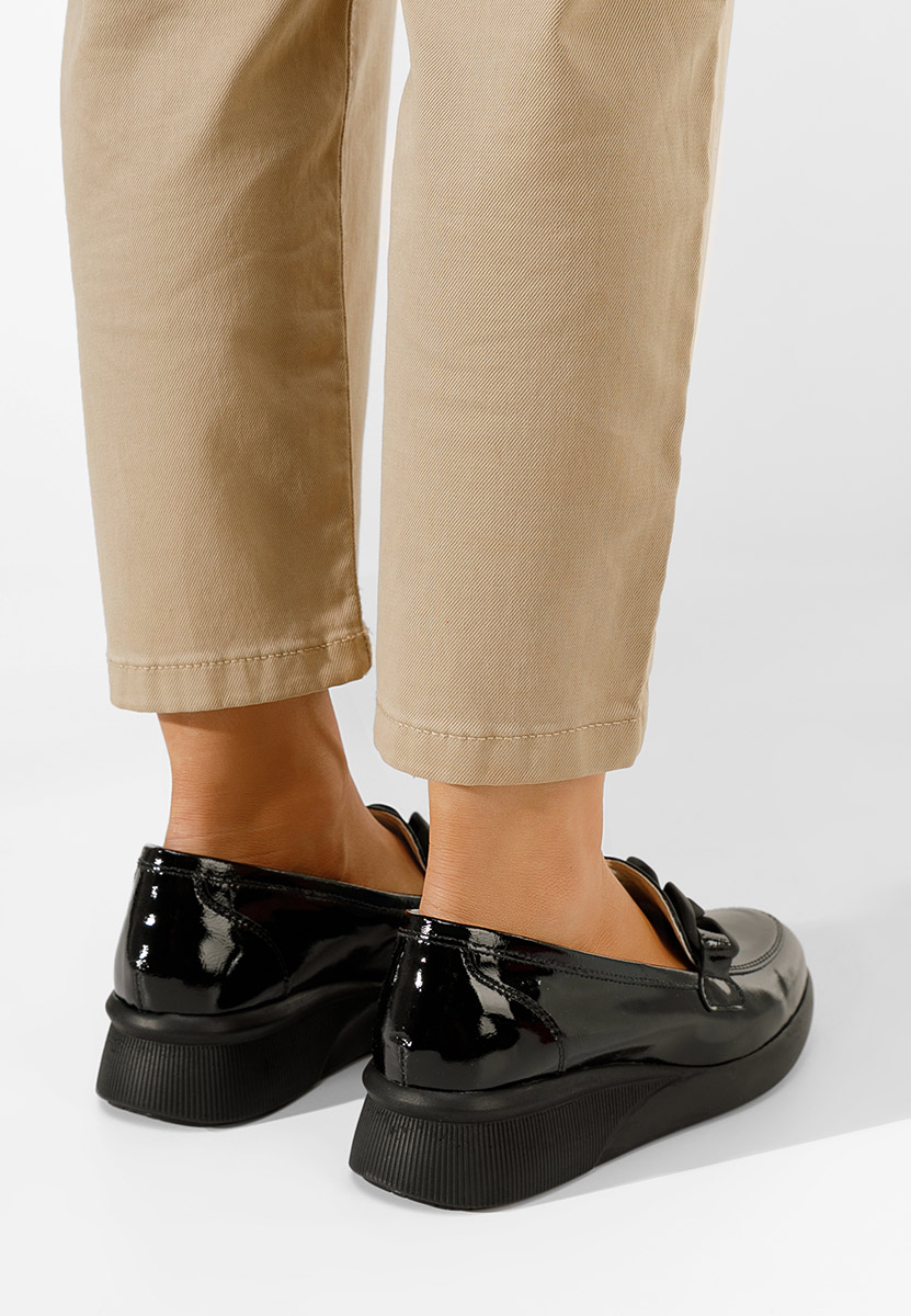 Mocasini piele naturala Leslie V2 negri