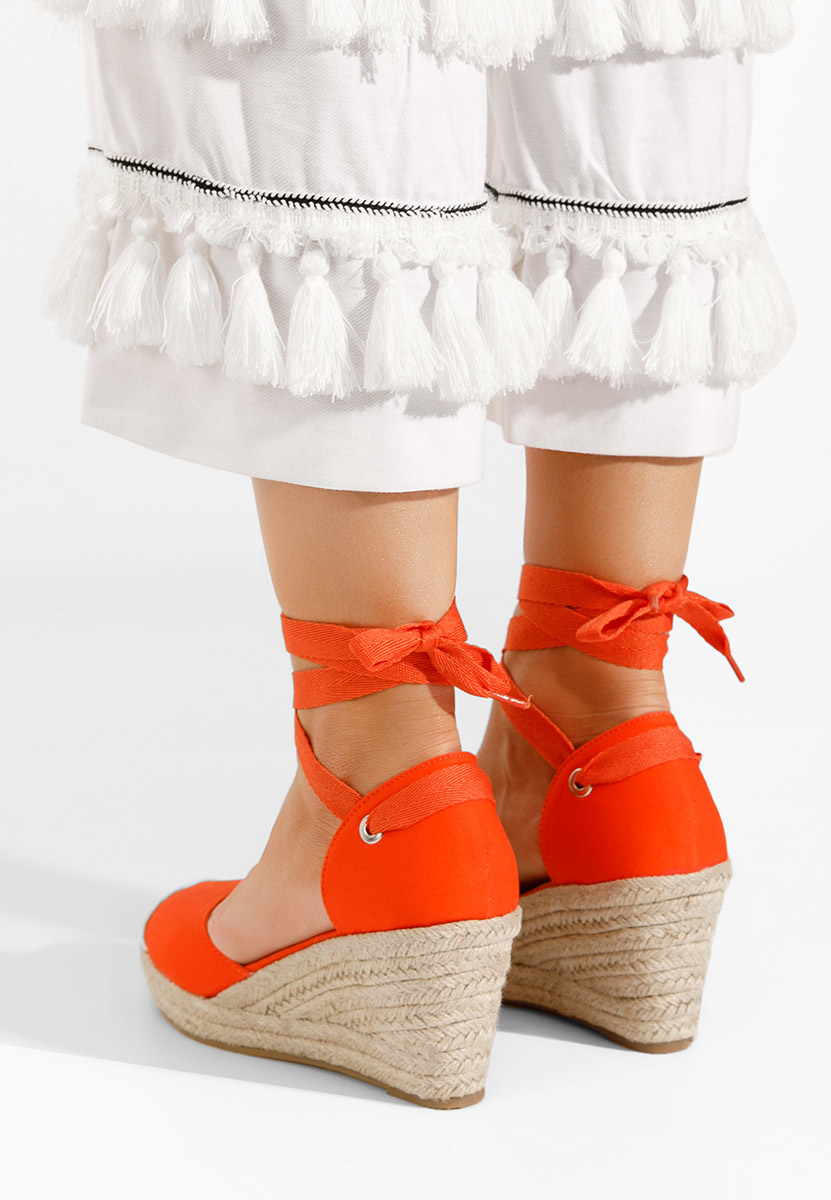 Sandale cu platforma tip espadrile Vilena portocalii