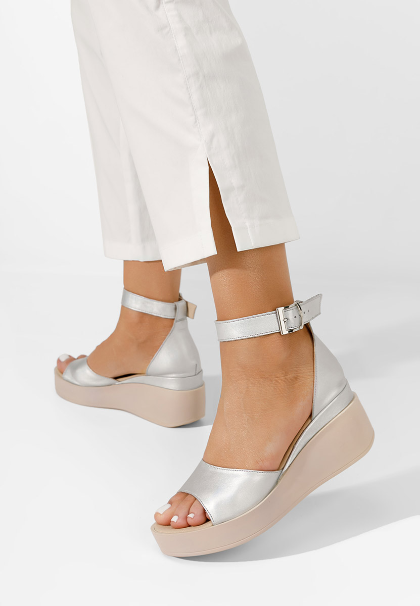 Sandale cu platformă piele Salegia argintii