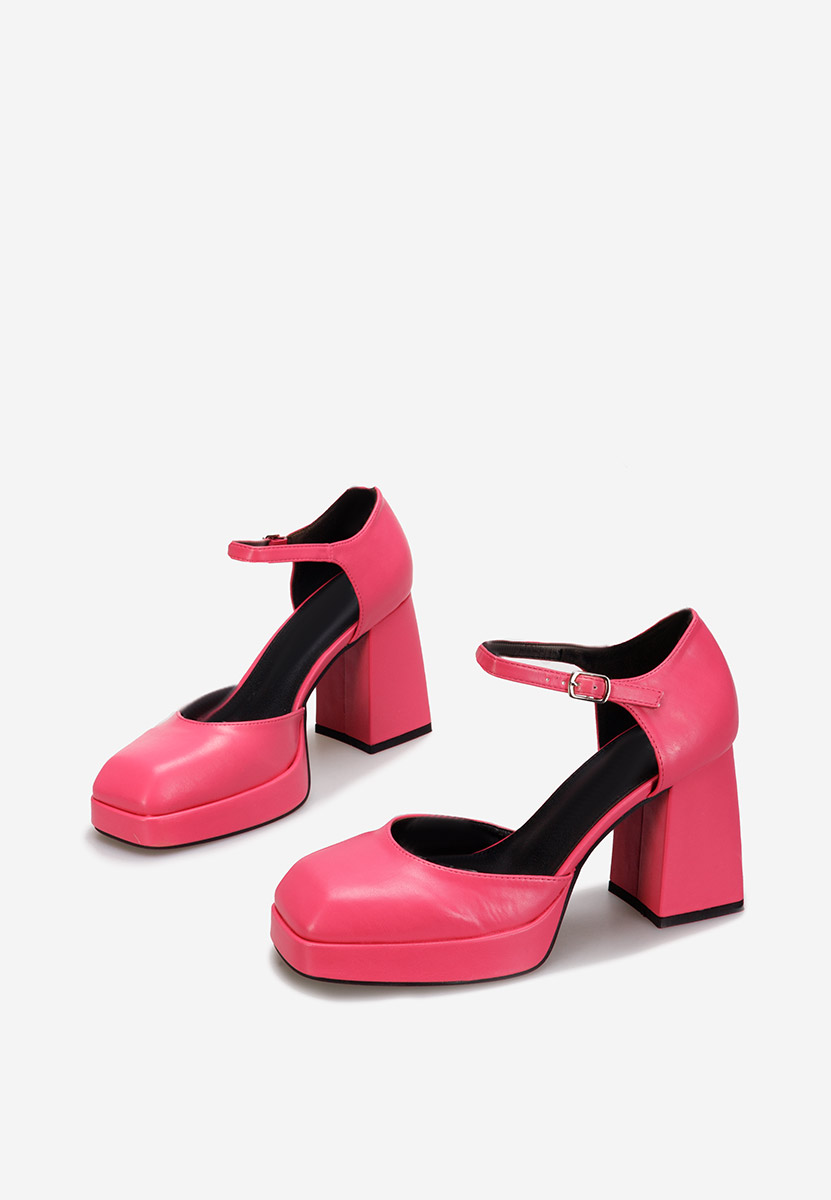 Pantofi cu toc gros Abile fucsia