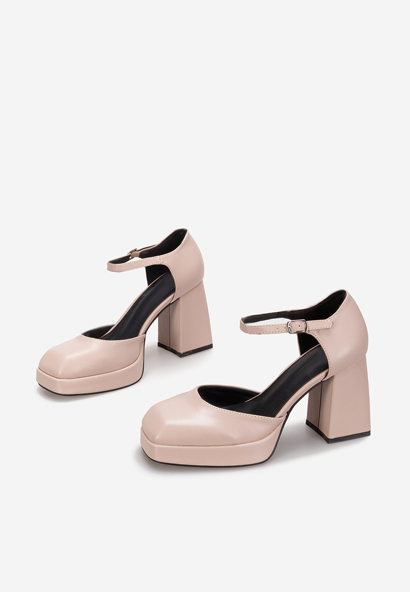 Pantofi cu toc gros Abile nude