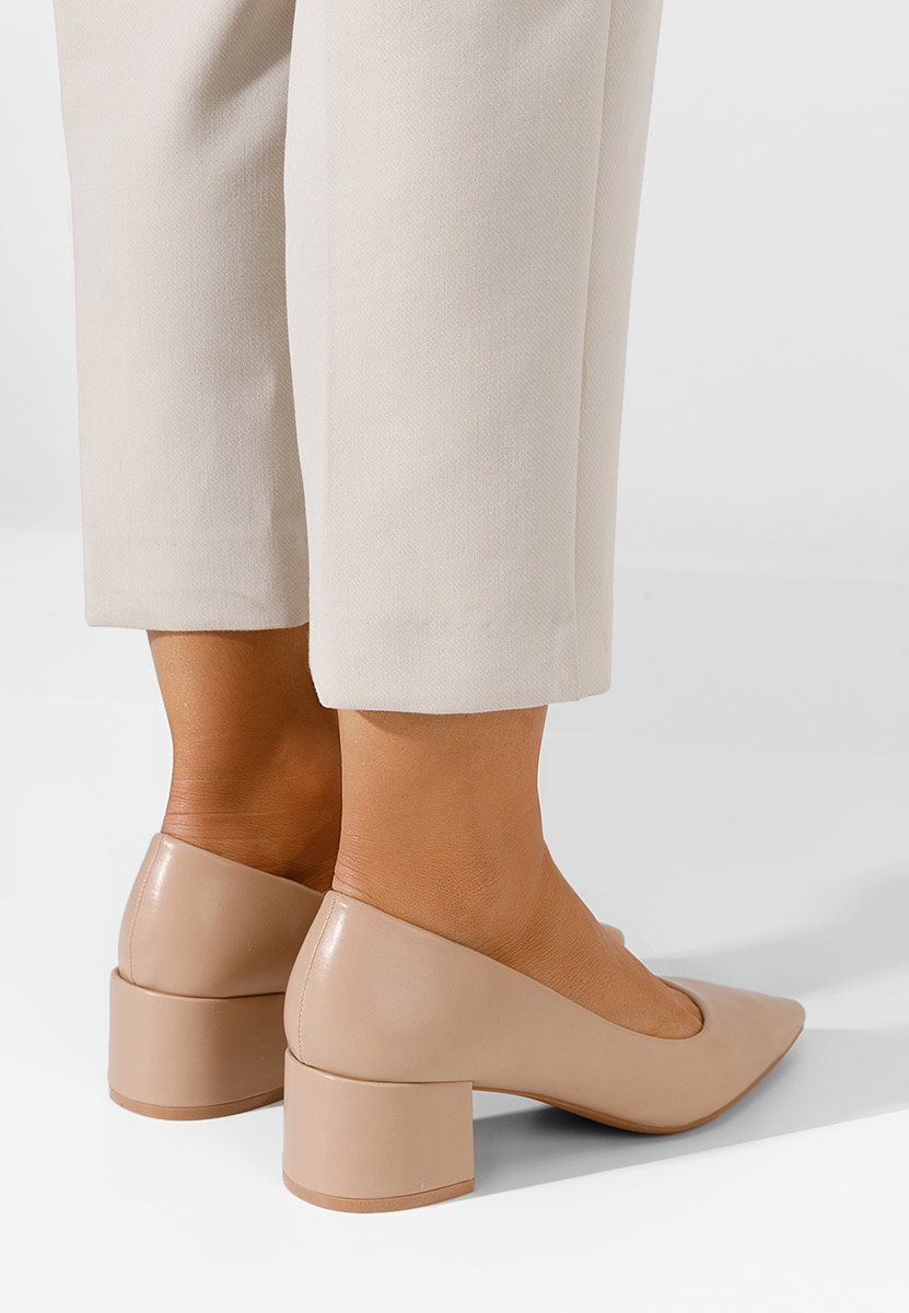 Pantofi cu toc gros Playita nude
