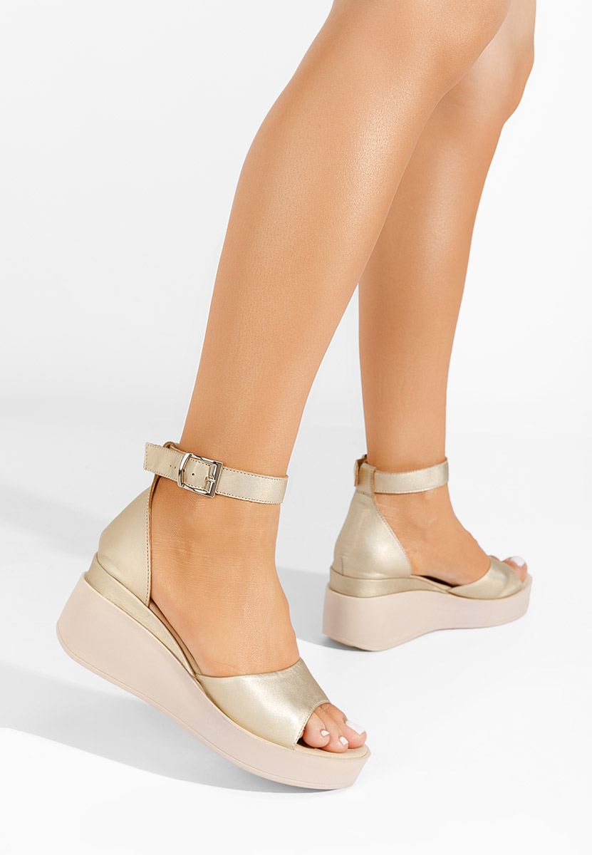 Sandale cu platformă piele Salegia aurii